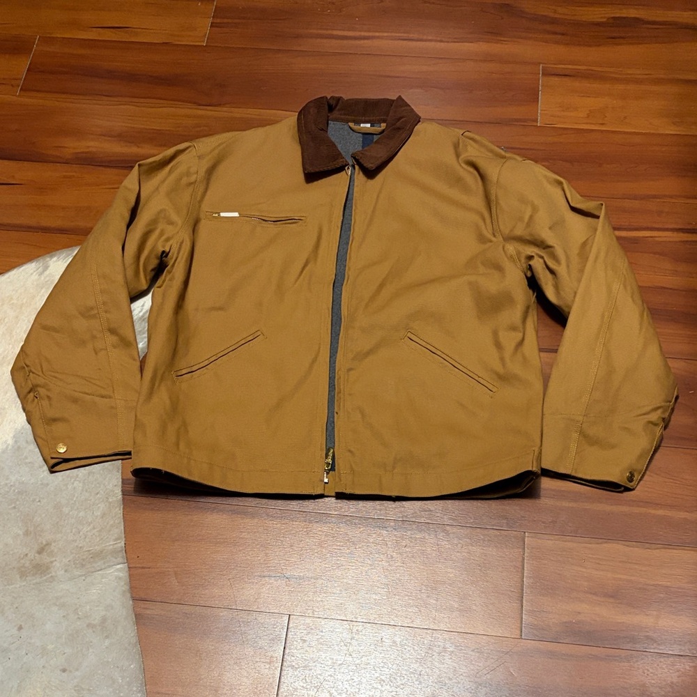 J.B. Hunt Men's Tan Jacket with Brown Collar Sz XL new
